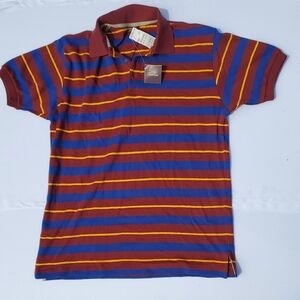 NWT Vintage Style Calvin Klein Colorful Striped Knit Cotton Polo Shirt Large